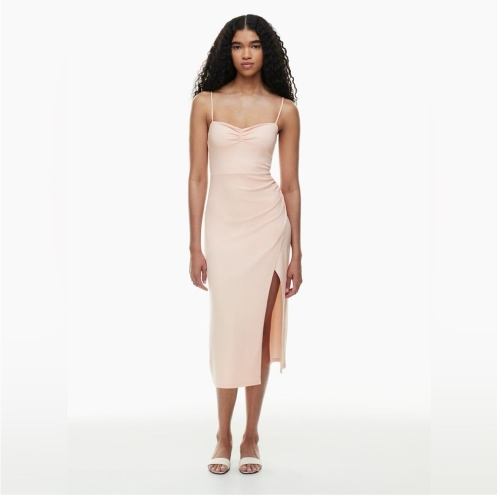 aritzia wilfred flight dress in coral blush pink